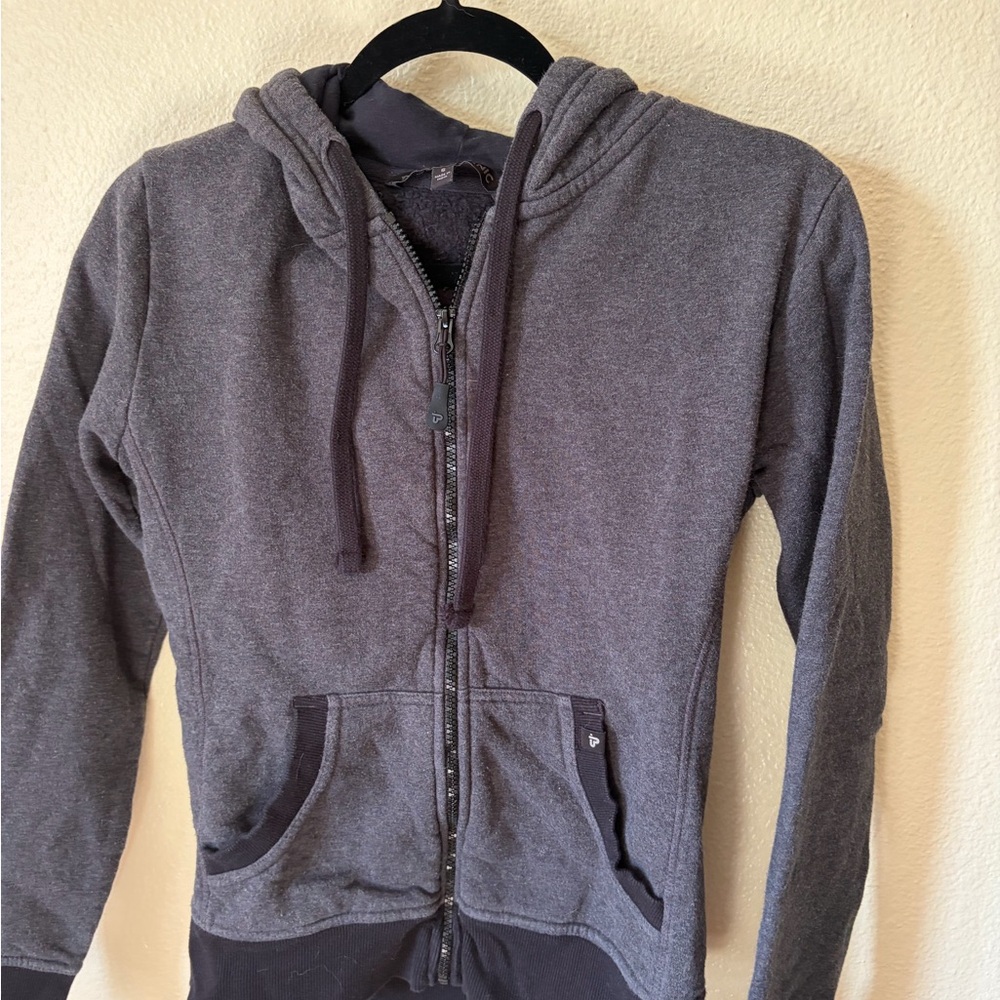 PACT Organic Hoodie Womens Small Gray Full Zip Fleece Sweatshirt Organic Cotton